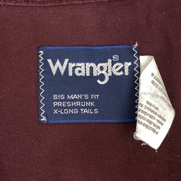 Vintage 90's Wrangler Western Shirt Men's 19 x 36 Big Pearl Snap‎ Long Tails USA - Picture 3 of 9